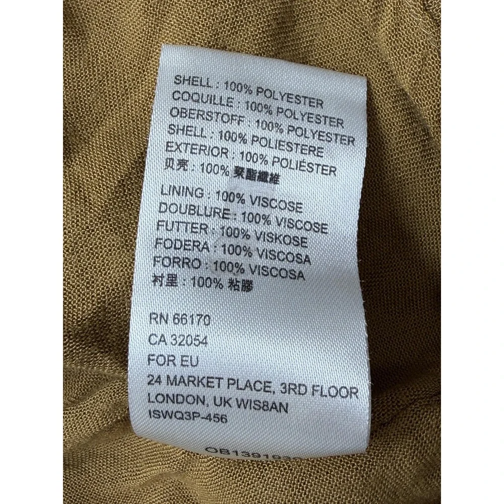 Free People Dress Womens Large Mustard Velvet Smocked Puff Sleeve Lace Up Back - Picture 13 of 15